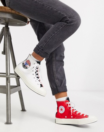 Converse Chuck '70 Hi Leopard Patch Crvene Bijele - Ženske Tenisice | 36720YARH